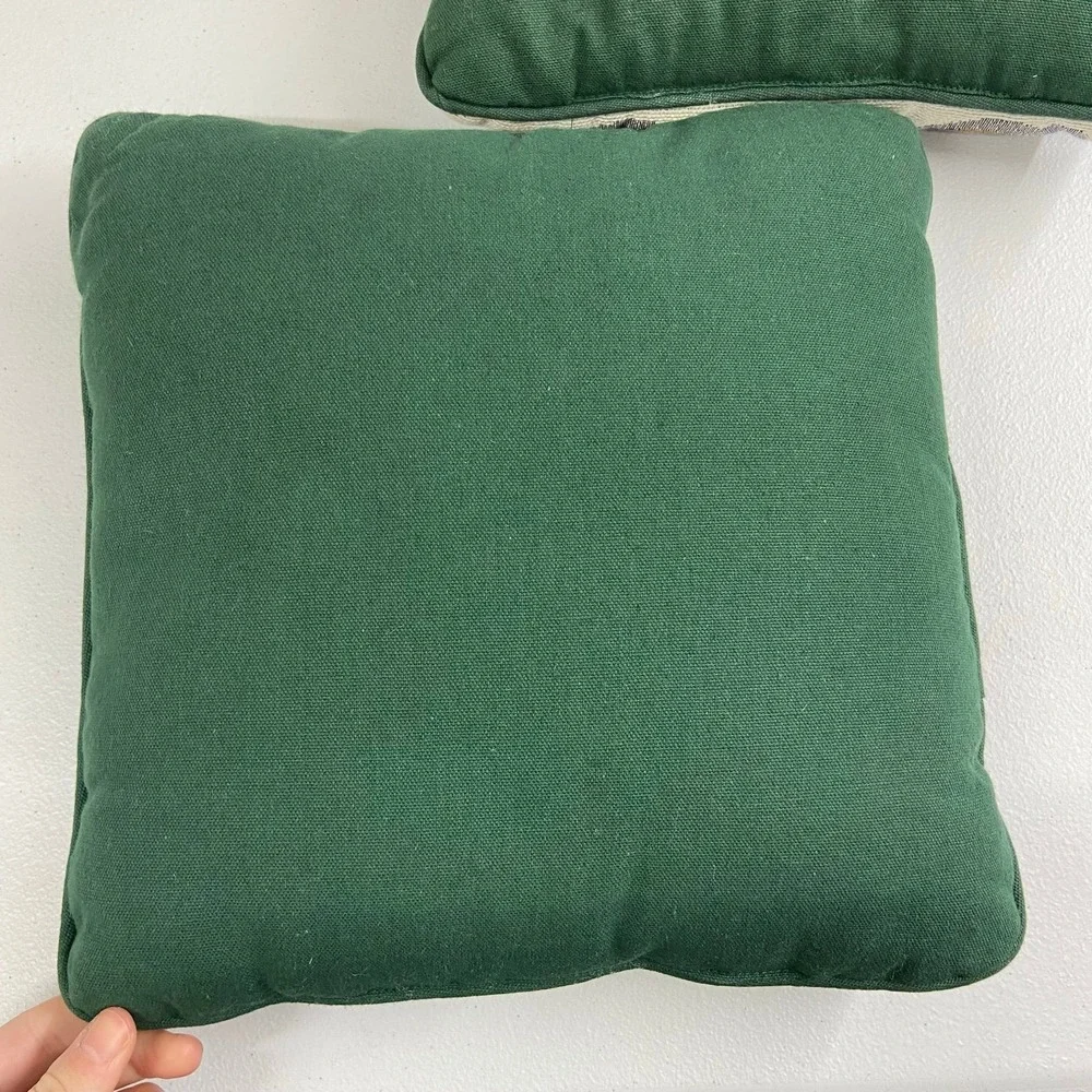 Vintage teddy‎ bear Santa Christmas green tapestry accent pillows home decor set
